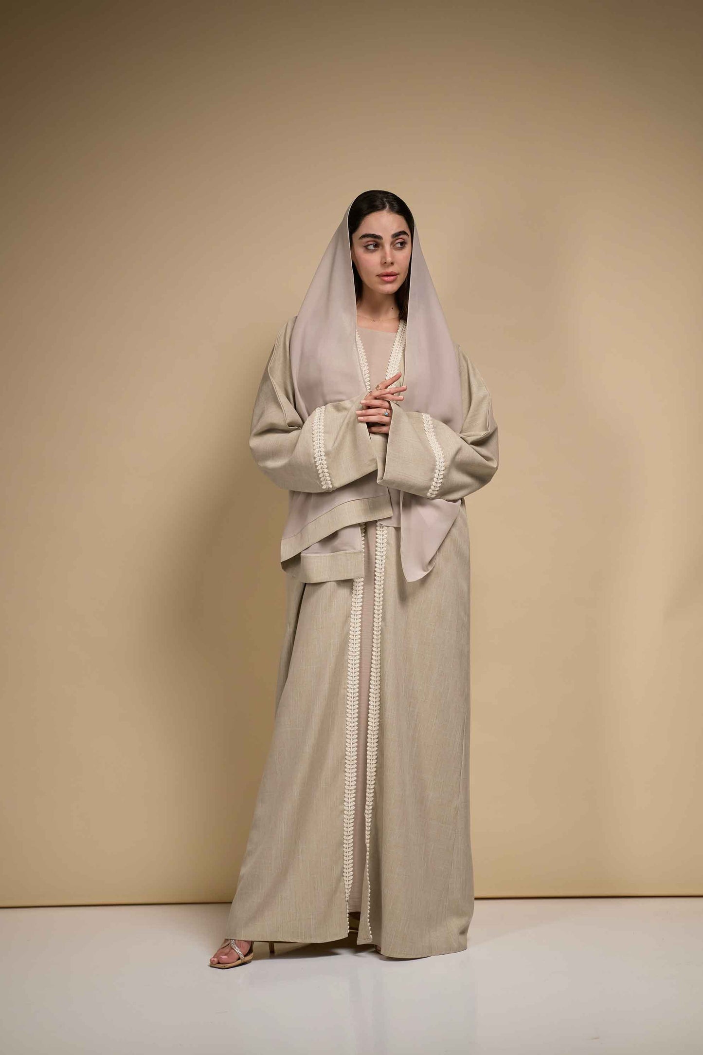 Soft Sand Linen Abaya