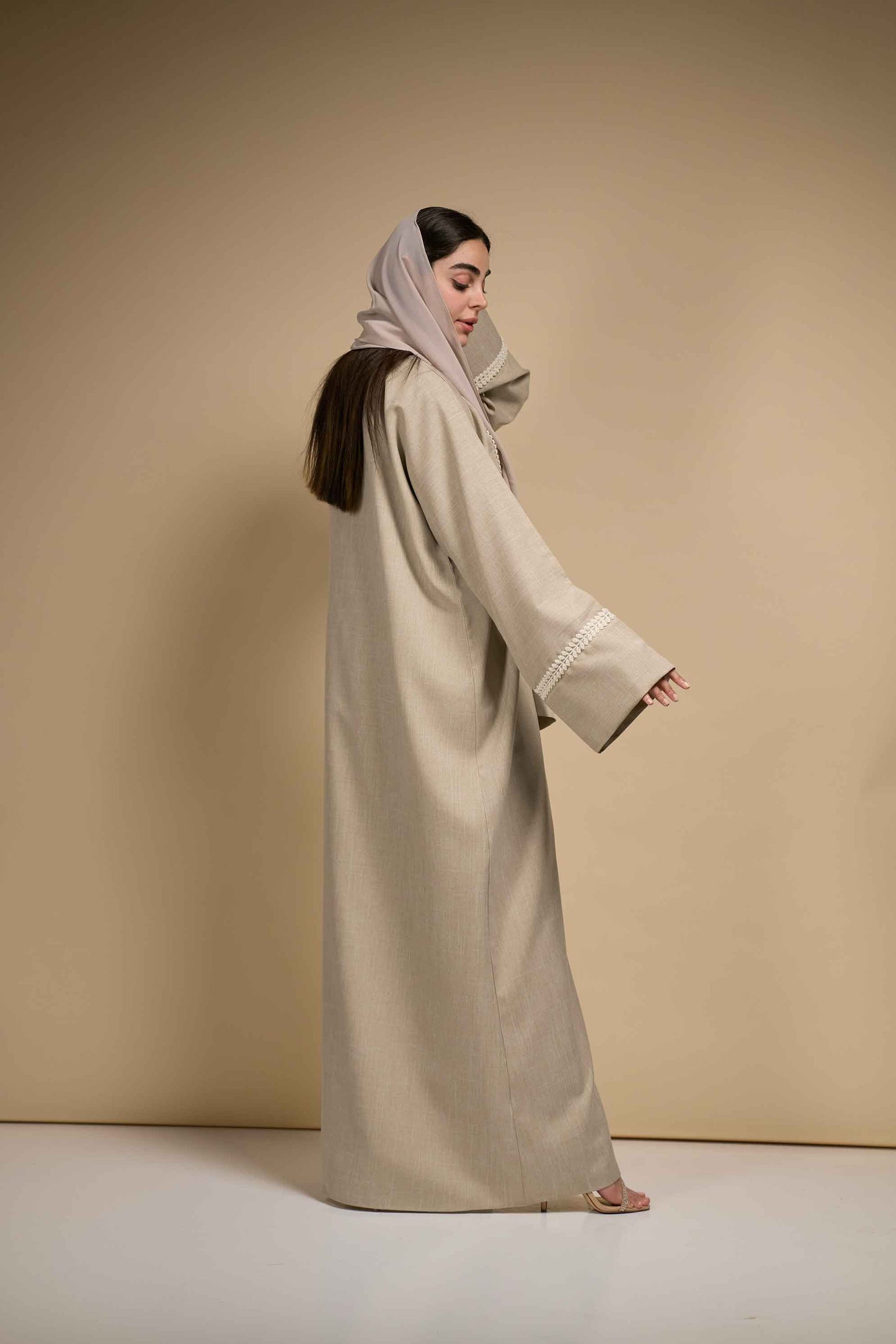 Soft Sand Linen Abaya