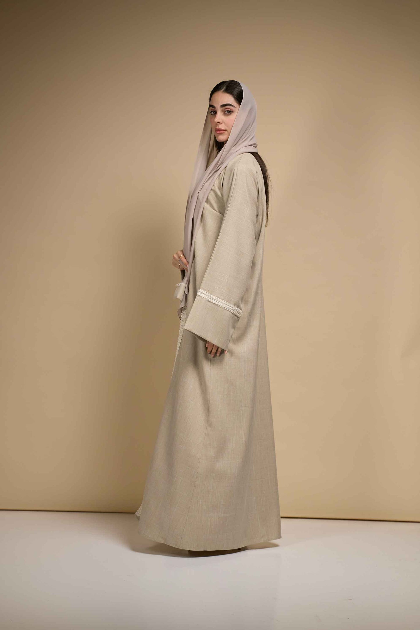 Soft Sand Linen Abaya