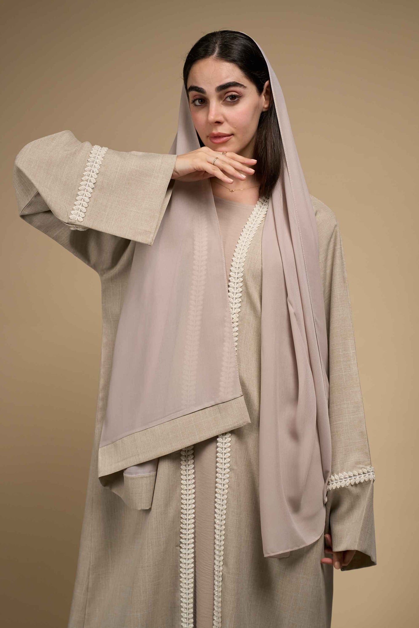 Soft Sand Linen Abaya