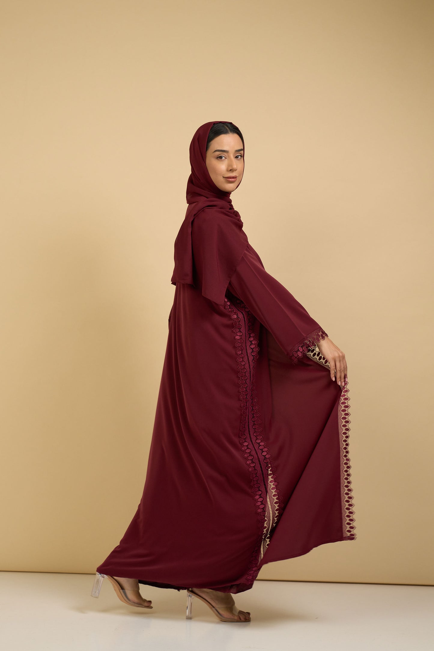 Crimson Elegance Abaya