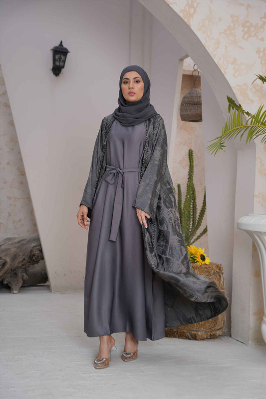 Luxury Grey Abaya