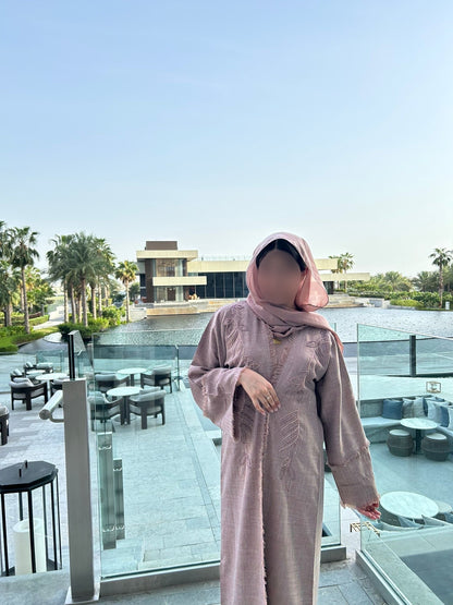 Dusty Pink Linen Abaya