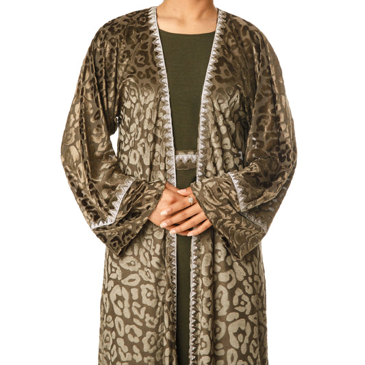 Dark Green Velvet Abaya